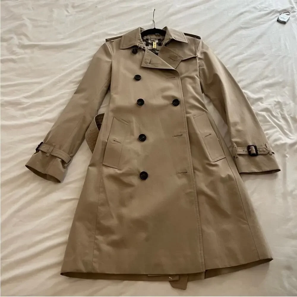BURBERRY Kensington Long Trench Coat Jacket 2 - Picture 5 of 13
